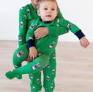 Hanna Andersson Green Robot Santa Footie Pajamas, Size 9-12 Mo